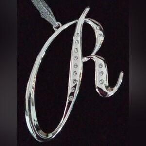 Harvey Lewis Silver Swarovski Crystal Letter R Necklace Bracelet Ornament Hangin
